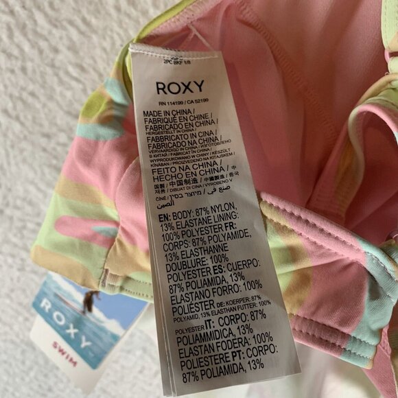 Roxy Tropics Hype Cropped Bikini Top Women's Medium Multicolor Ambrosia Swimwear - Picture 5 of 7
